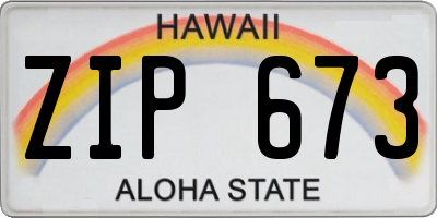 HI license plate ZIP673
