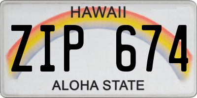 HI license plate ZIP674