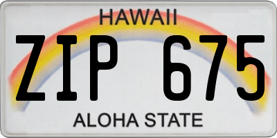 HI license plate ZIP675
