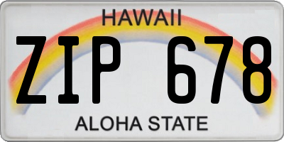 HI license plate ZIP678