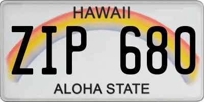 HI license plate ZIP680