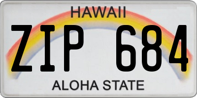HI license plate ZIP684