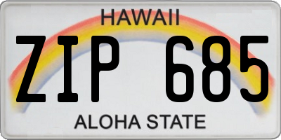 HI license plate ZIP685