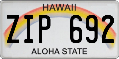 HI license plate ZIP692