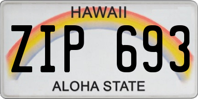 HI license plate ZIP693