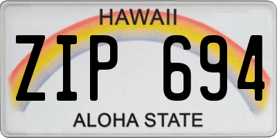 HI license plate ZIP694