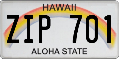 HI license plate ZIP701