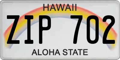 HI license plate ZIP702