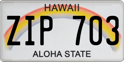 HI license plate ZIP703