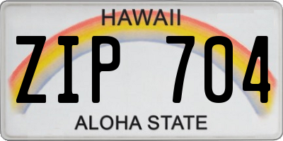 HI license plate ZIP704