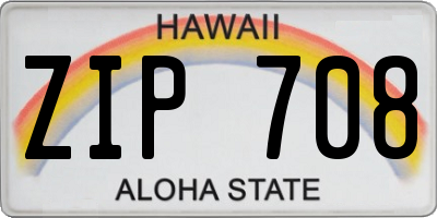 HI license plate ZIP708
