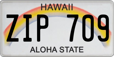 HI license plate ZIP709