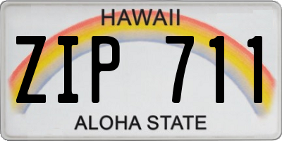 HI license plate ZIP711