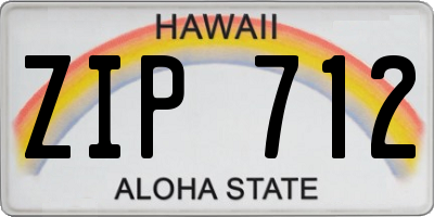 HI license plate ZIP712