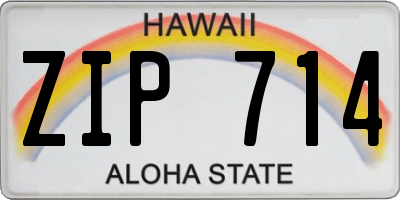 HI license plate ZIP714