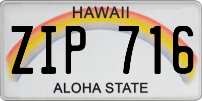HI license plate ZIP716