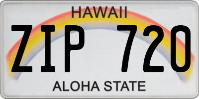 HI license plate ZIP720