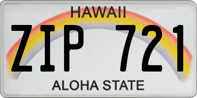 HI license plate ZIP721
