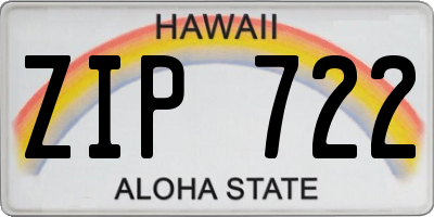 HI license plate ZIP722