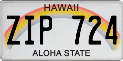 HI license plate ZIP724