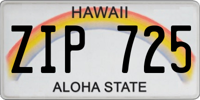 HI license plate ZIP725