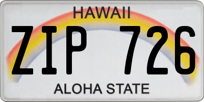 HI license plate ZIP726