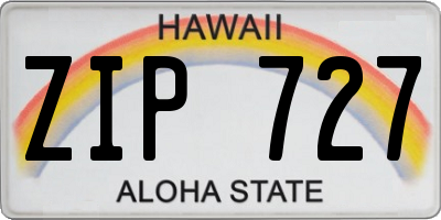 HI license plate ZIP727