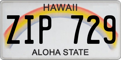 HI license plate ZIP729