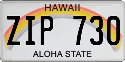 HI license plate ZIP730