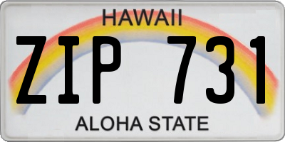 HI license plate ZIP731