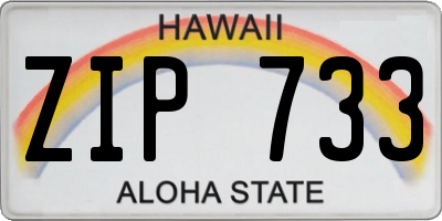 HI license plate ZIP733