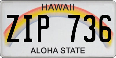 HI license plate ZIP736