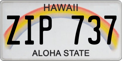 HI license plate ZIP737