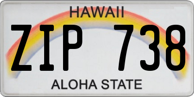 HI license plate ZIP738