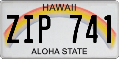 HI license plate ZIP741
