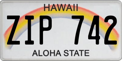 HI license plate ZIP742