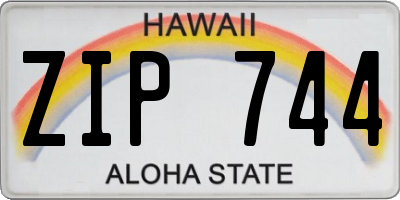 HI license plate ZIP744