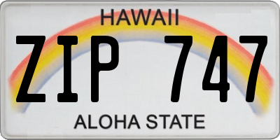 HI license plate ZIP747