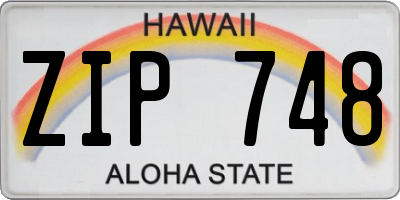 HI license plate ZIP748