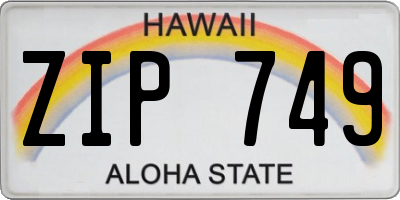 HI license plate ZIP749