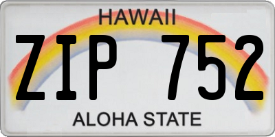 HI license plate ZIP752