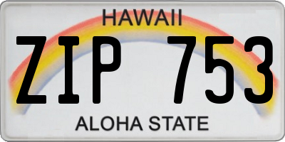 HI license plate ZIP753