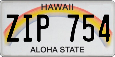 HI license plate ZIP754