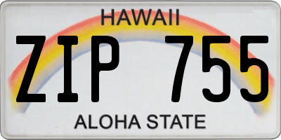 HI license plate ZIP755