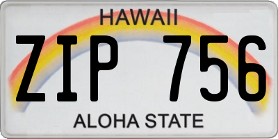 HI license plate ZIP756