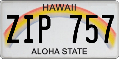 HI license plate ZIP757