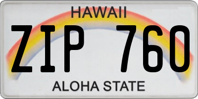 HI license plate ZIP760