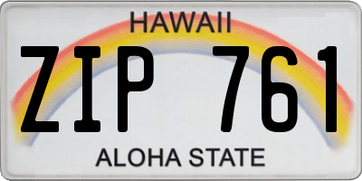 HI license plate ZIP761