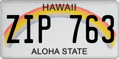 HI license plate ZIP763