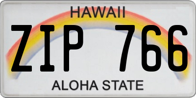 HI license plate ZIP766